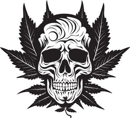 Leafy Cranium Cannabis Leaf Skull Design Skullscape Greens Cannabis Vector Symbol
