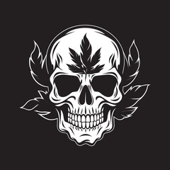 Skulls and Buds Cannabis Skull Vector Symbol Cannabone Crest Skull with Cannabis Leaf Emblem