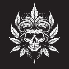 MarijaSkull Mark Cannabis Leaf Skull Symbol Skullscape Greens Cannabis Vector Logo Design