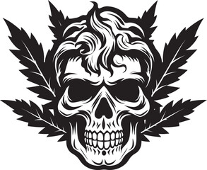 Skullscape Leaf Skull with Cannabis Emblem Cannabone Design Cannabis Leaf Icon