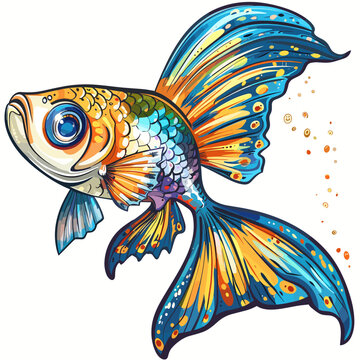 Goldfish. Isolated on a white background. Vector illustration.