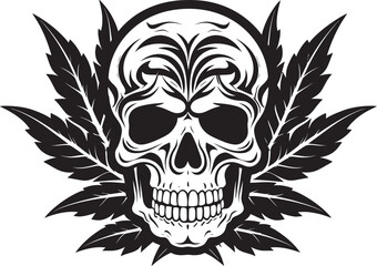 Budskull Vector Skull with Cannabis Emblem Cannabone Crown Cannabis Infused Vector Icon