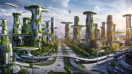 A futuristic cityscape