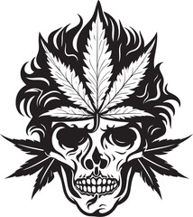 Skullweed Emblem Cannabis Skull Emblematic Icon GanjaGlow Skull Cannabis Leaf Vector Logo