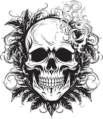 Skullscape Greens Cannabis Leaf Icon Design Cannabone Vision Skull with Cannabis Vector Emblem