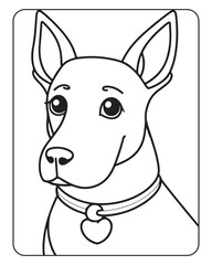 Dog Coloring Page for Kids, Cute Dog Vector, Dog black and white, Dog illustration