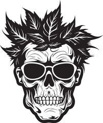 Leafy Cranium Skull with Cannabis Leaf Symbol MarijaSkull Mark Cannabis Integrated Skull Icon