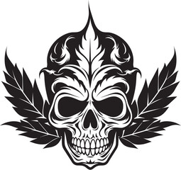Cannabone Crown Cannabis Skull Vector Design Leafy Cranium Skull with Cannabis Leaf Symbol
