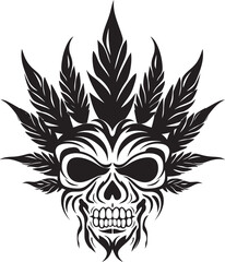 Leafy Skullscape Skull with Cannabis Leaf Symbol Budskull Vector Cannabis Leaf Skull Vector