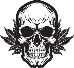 Skulls and Buds Skull with Cannabis Leaf Vector Cannabone Crest Cannabis Inspired Vector Icon