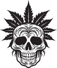 Skullscape Symbol Cannabis Leaf Emblem Cannabone Logo Skull with Cannabis Icon