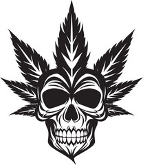 Skullscape Vision Cannabis Leaf Emblem Cannabone Crest Skull with Cannabis Icon