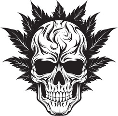 Skullweed Emblem Cannabis Vector Design Cannaskull Symbol Skull with Cannabis Leaves