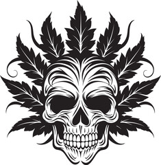 Mariabone Emblem Skull with Cannabis Symbol Skullscape Design Cannabis Leaf Vector