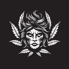 Cannabone Emblem Cannabis Vector Symbol Skullweed Art Skull with Cannabis Leaf