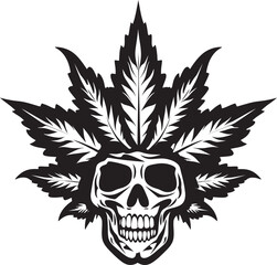 Mariabone Symbol Cannabis Leaf Icon Skullscape Vision Skull with Cannabis Design