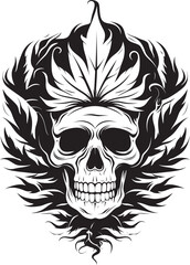 Obraz premium Leafy Skull Vision Cannabis Leaf Symbol Mariabone Vision Skull with Cannabis Logo