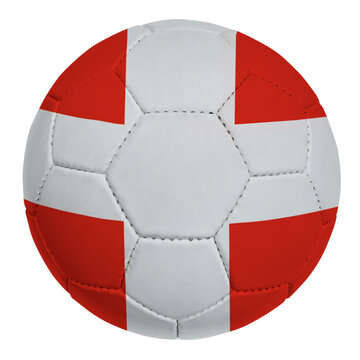 Soccer ball with Switzerland team flag isolated on white