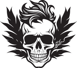 Mariaskull Emblem Skull with Cannabis Leaves Cannabone Art Skull Leaf Vector Design