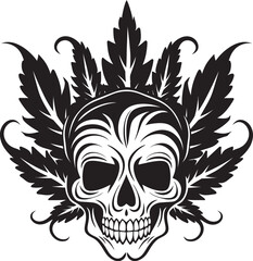 Skullweed Design Cannabis Logo Vector Cannaskull Symbol Skull with Cannabis Icon