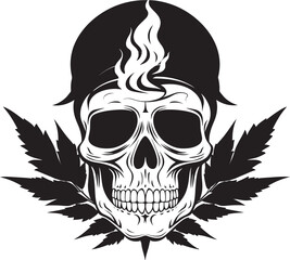 Skullscape Emblem Cannabis Icon Design Cannabone Vision Skull with Cannabis Leaf
