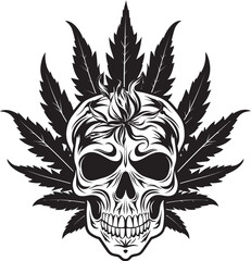 Obraz premium Cannaskull Symbol Skull with Cannabis Icon Mariabone Emblem Cannabis Vector Design