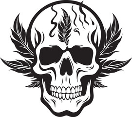 Obraz premium Mariabone Emblem Cannabis Vector Design Skullscape Design Skull with Cannabis Symbol