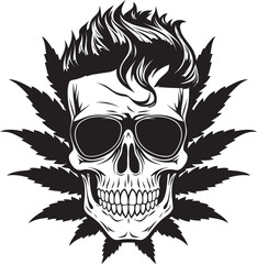 Skullweed Symbol Skull with Cannabis Leaf Cannaskull Vision Cannabis Icon Design
