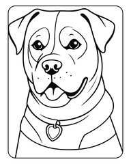 Dog Coloring Page for Kids, Cute Dog Vector, Dog black and white, Dog illustration
