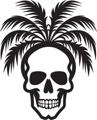 Palmskull Oasis Palm Emblem Icon Palm Cranium Skull with Palm Vector