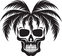 Fototapeta premium Skull Cove Palm Vector Design Palmskull Oasis Palm Emblem Icon