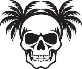 Palm Bone Skull with Palm Vector Oasis of Death Palm Emblem Design