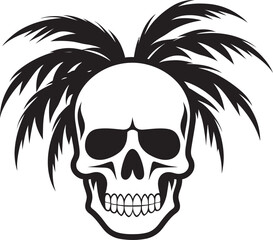 Fototapeta premium Skull Island Oasis Palm Logo Icon Palm Cranium Skull with Palm Icon
