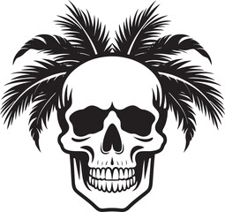 Oasis of Death Skull with Palm Emblem Skull Cove Palm Vector Symbol