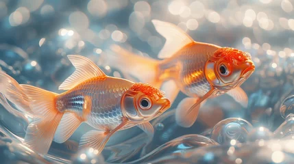 Fotobehang golden fish in the sparkling water, © natalikp
