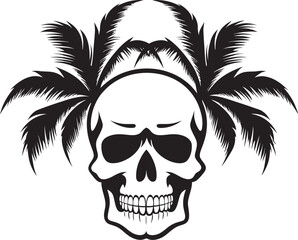 Skull Haven Palm Icon Design Skull Island Oasis Palm Vector Symbol