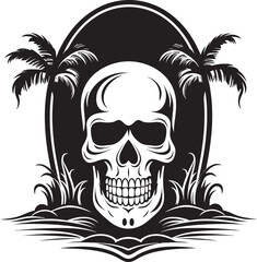 BeachBones Skull with Surfboard Design CoastalCarver Skull Beach Vector Symbol