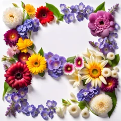  Two overlapped frames of pansy gerbera carnation poppy sunflower and periwinkle flowers © Spring of Sheba