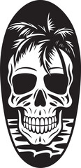 Skullboard Shorebreak Surf Logo Icon SkullTide Surf Skullhead Emblem Design