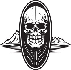 ShoreSkull Surf Skullhead Emblem Design SurfSkull Shoreline Beach Logo Icon