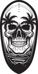 SurfSkull Shorebreak Skullhead Vector Symbol BreakSkull Wave Surfboard Skull Icon