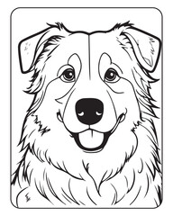 Fototapeta premium Dog Coloring Page for Kids, Cute Dog Vector, Dog black and white, Dog illustration