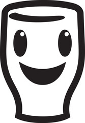 Joy Overflow Vector Logo Icon for Smile Beer Mug Toast to Happiness Emblem for Glass Beer Mug