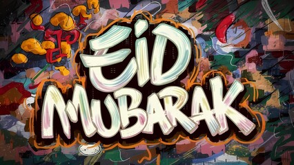 Obraz premium A poster for the greeting card Eid Mubarak 