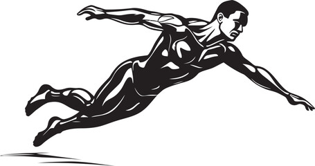 Hydro Hero Emblematic Swimmer Badge Aqua Arc Symbolic Vector Logo