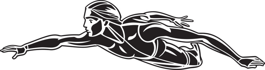 Dive Dynamo Emblematic Swimmer Badge Weary Wanderer Iconic Emblem of Experience