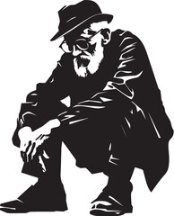 Sullen Sentinel Symbol of Wearied Vigilance Waning Wisdom Emblematic Vector Logo