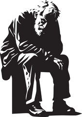 Sorrowful Sage Symbol of Lingering Sadness Lamenting Elder Emblematic Vector Logo