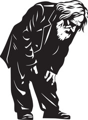 Elderly Echo Emblematic Vector Logo Heavy hearted Sage Iconic Emblem of Burdened Spirit