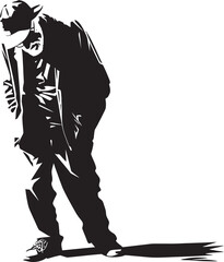 Weary Watcher Emblematic Vector Icon Aged Anguish Symbol of Wearied Heart